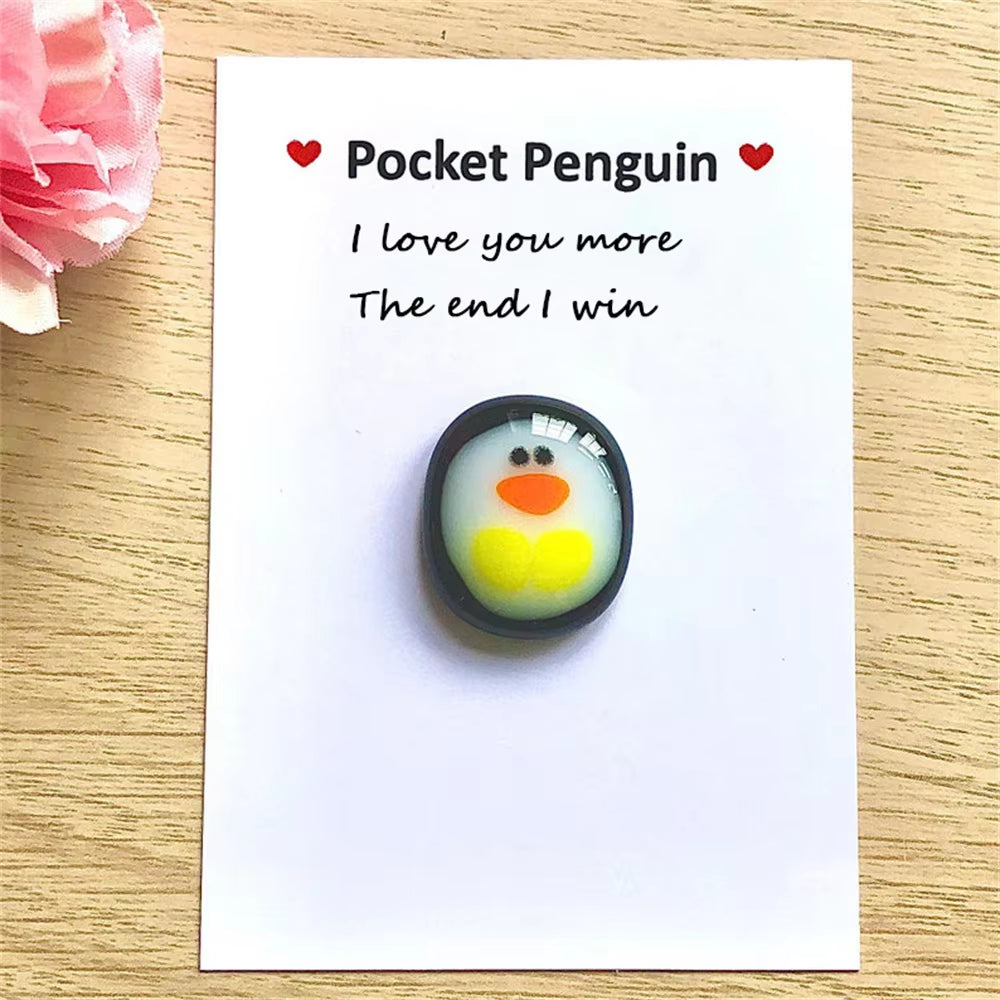 A Little Pocket Penguin Hug Keepsake Ornament Cute Christmas Gift with Small Message Card Social Present Party Decoration