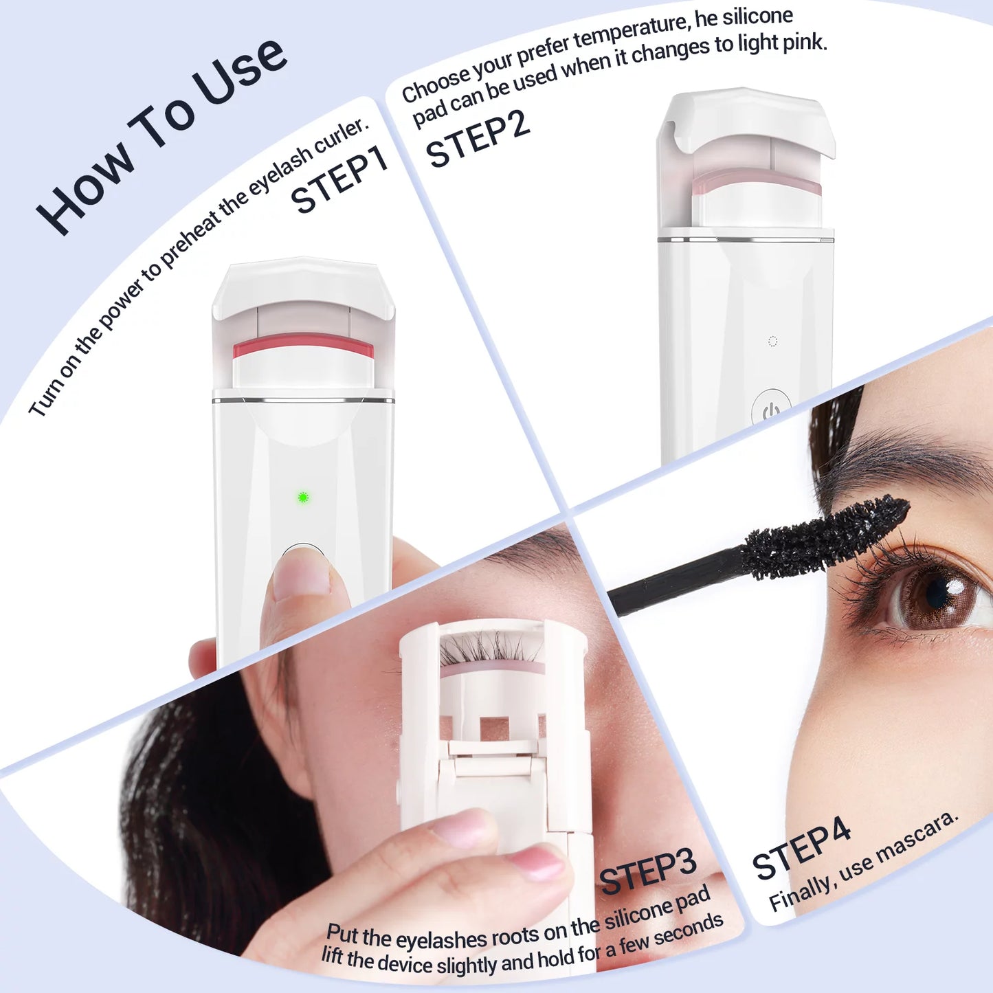 Electric Long-Lasting Heated Eyelash Curlers Portable Mini Eyelash Perm Eyelashes Clip Curler Device Makeup Tools