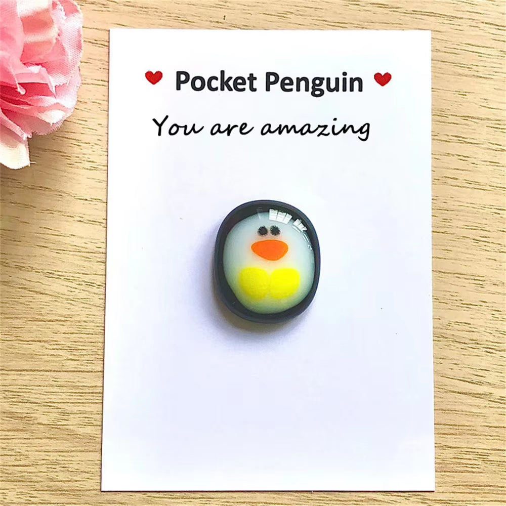 A Little Pocket Penguin Hug Keepsake Ornament Cute Christmas Gift with Small Message Card Social Present Party Decoration