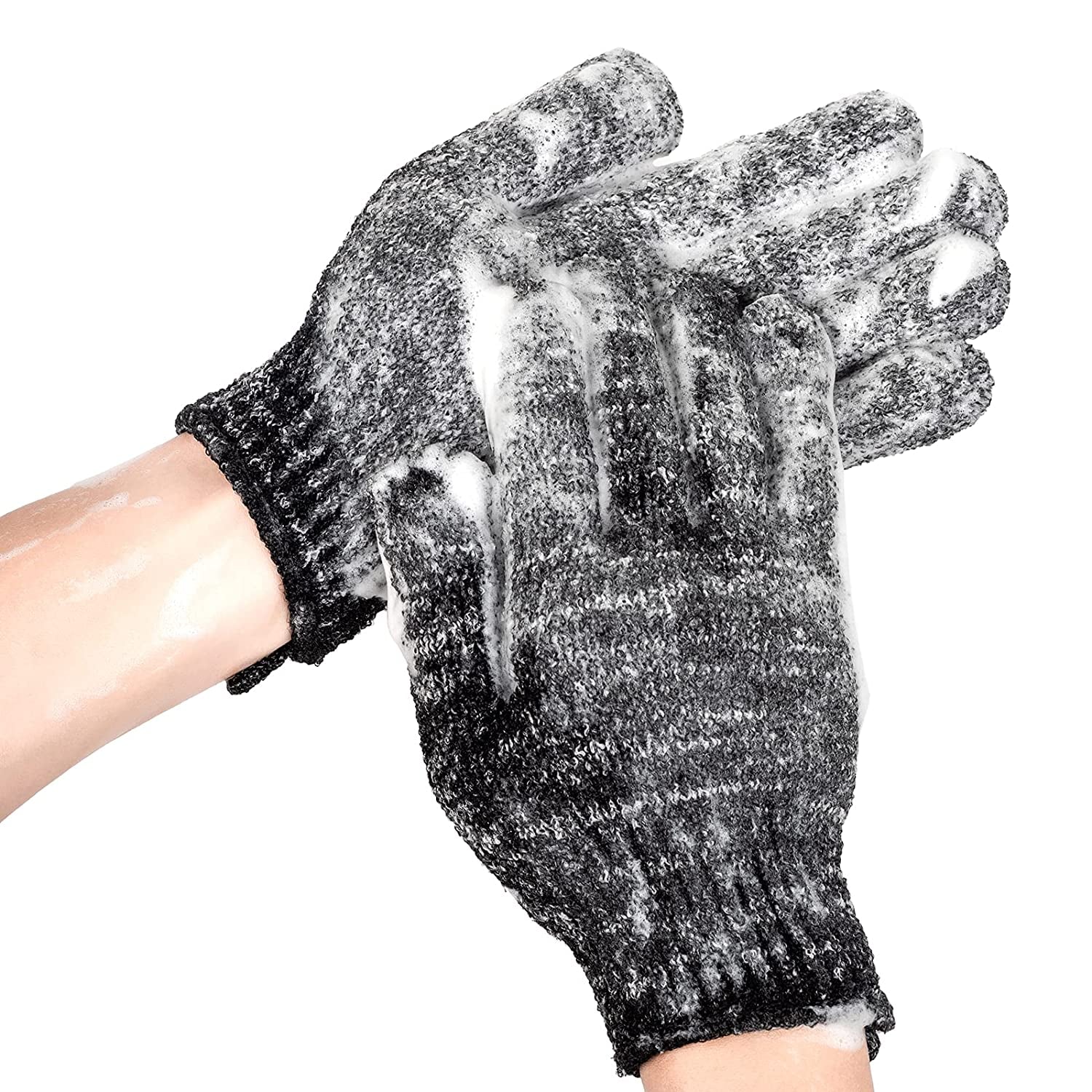 Organic antibacterial Bamboo Charcoal Exfoliating shower gloves 