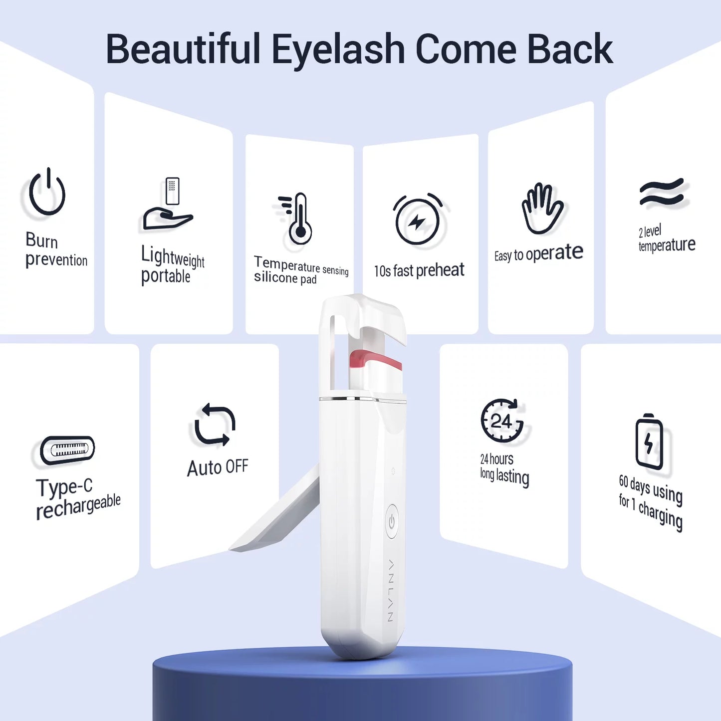 Electric Long-Lasting Heated Eyelash Curlers Portable Mini Eyelash Perm Eyelashes Clip Curler Device Makeup Tools