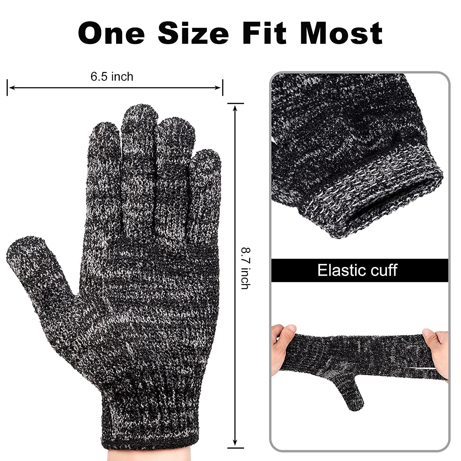 Organic antibacterial Bamboo Charcoal Exfoliating shower gloves 