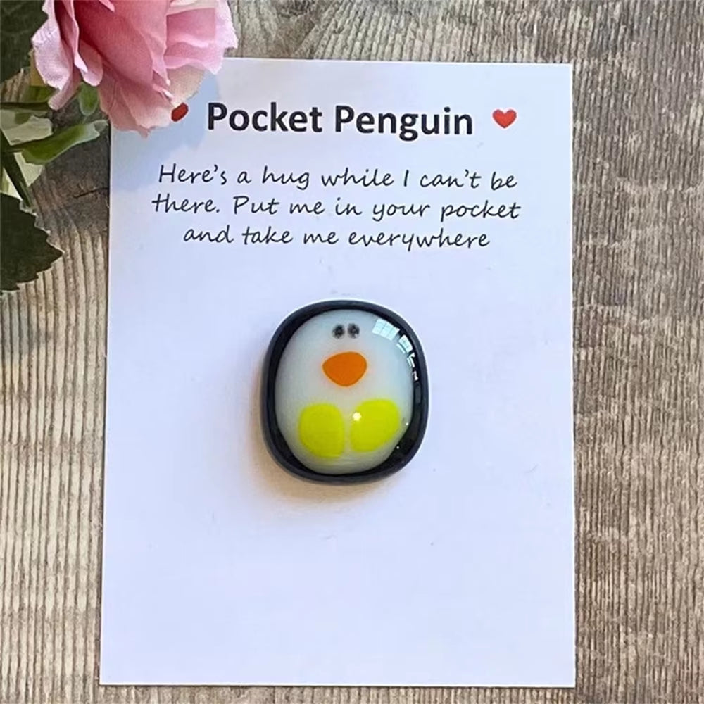 A Little Pocket Penguin Hug Keepsake Ornament Cute Christmas Gift with Small Message Card Social Present Party Decoration