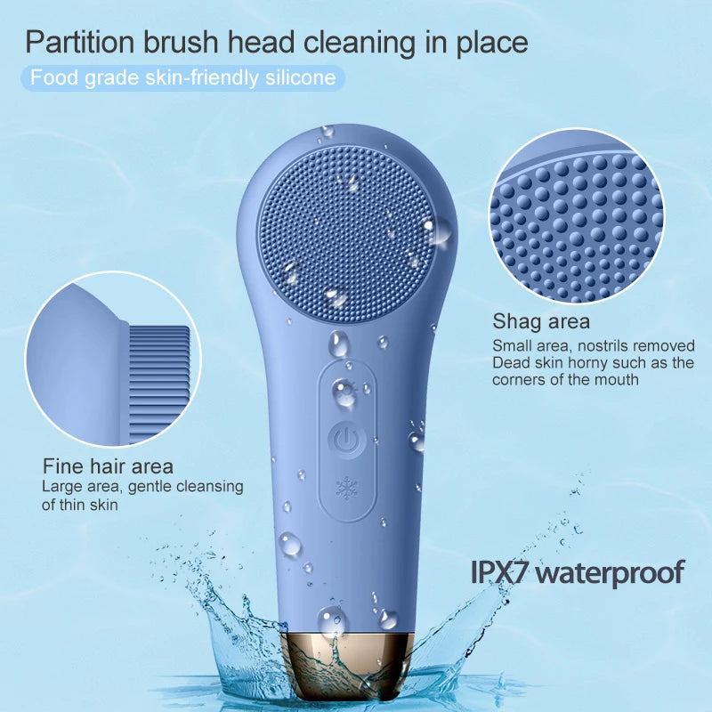 Facial Cleansing Brush Ddevice Face Scrubber Waterproof Face Scrub Brush Electric Silicone Face Scrubber Cleanser Brush