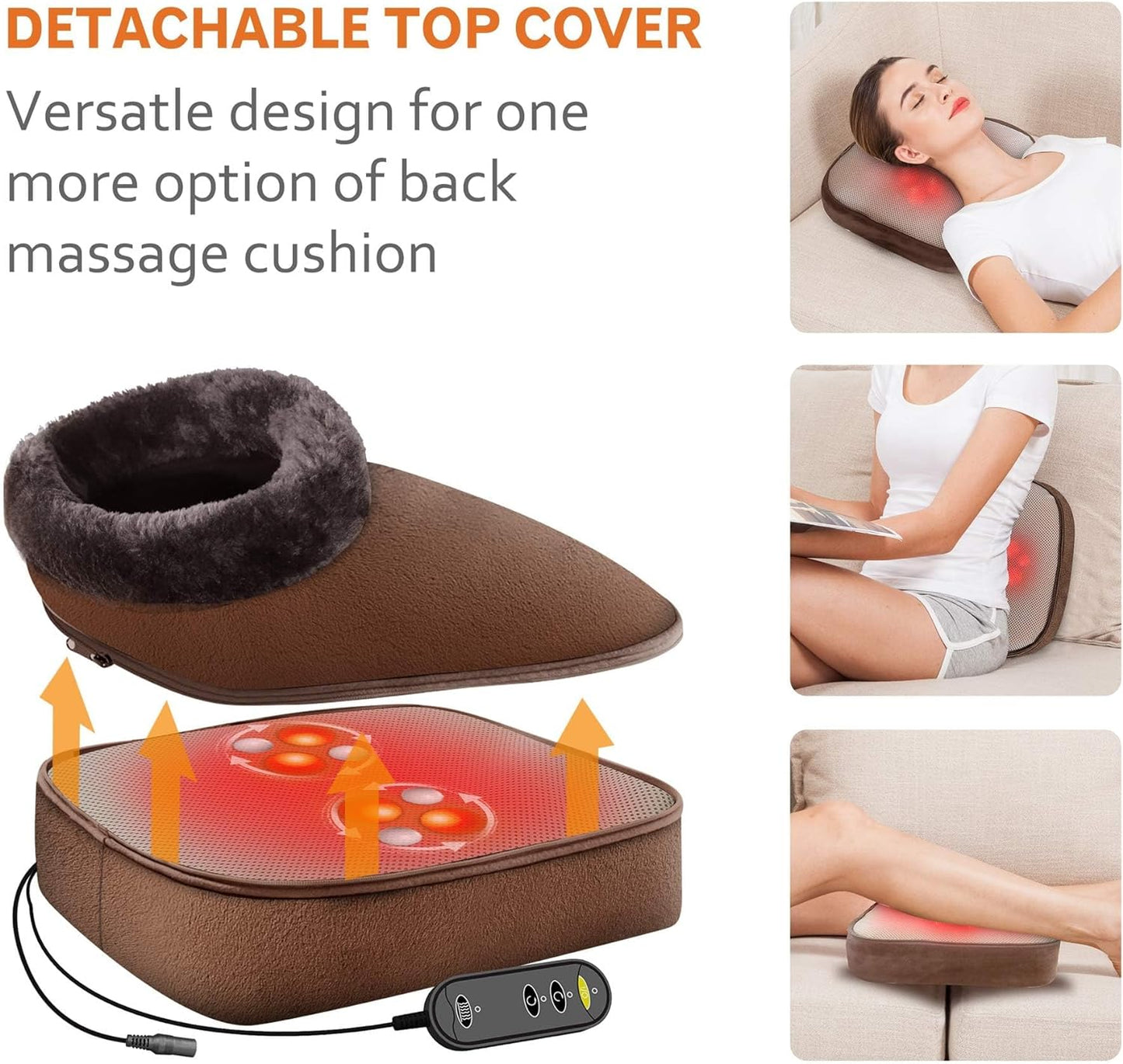 Shiatsu Foot Massager with Heat,Heated Feet Massager and Back Massager,Foot Warmer,Gifts for Men,Women,Feet Warmers Massager for Back Leg Foot,Washable Cover